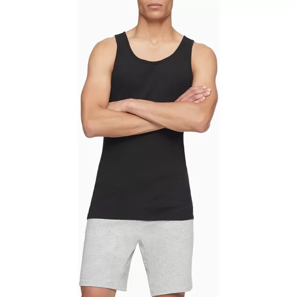 imageCalvin Klein Mens Cotton Classics 3Pack TanksBlack  White  Grey Heather
