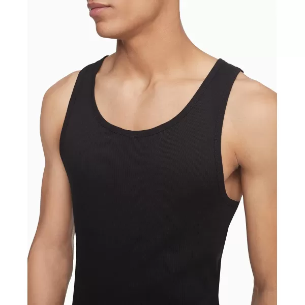 imageCalvin Klein Mens Cotton Classics 3Pack TanksBlack  White  Grey Heather