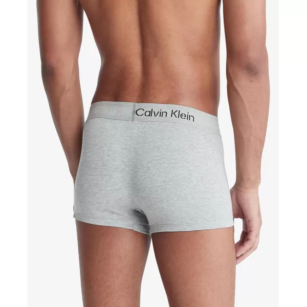 imageCalvin Klein Mens Cotton Stretch 3Pack Low Rise TrunksBlack  Speakeasy  Grey Heather