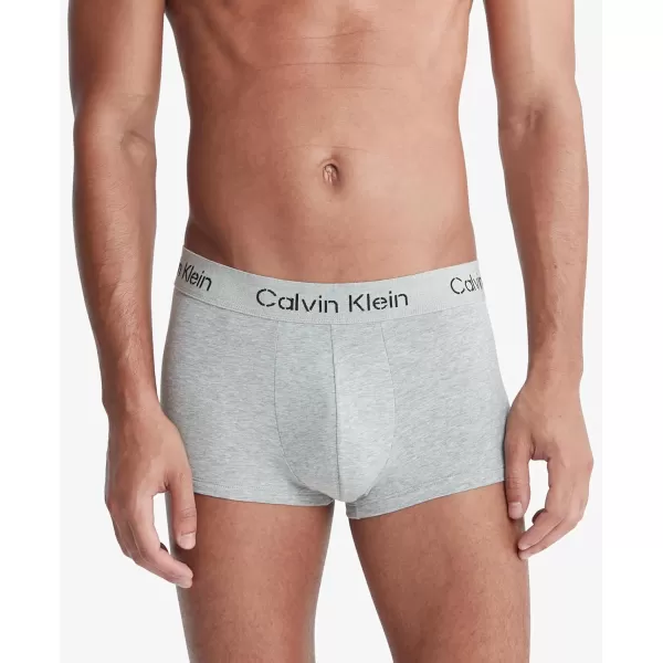 imageCalvin Klein Mens Cotton Stretch 3Pack Low Rise TrunksBlack  Speakeasy  Grey Heather