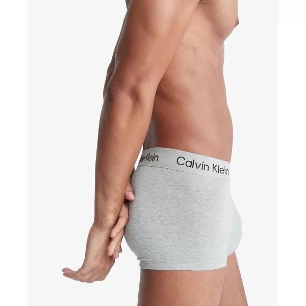 imageCalvin Klein Mens Cotton Stretch 3Pack Low Rise TrunksBlack  Speakeasy  Grey Heather