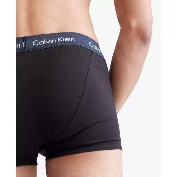 imageCalvin Klein Mens Cotton Stretch 3Pack Low Rise TrunksBlack Bodies W Shoreline  Clay  Travertine