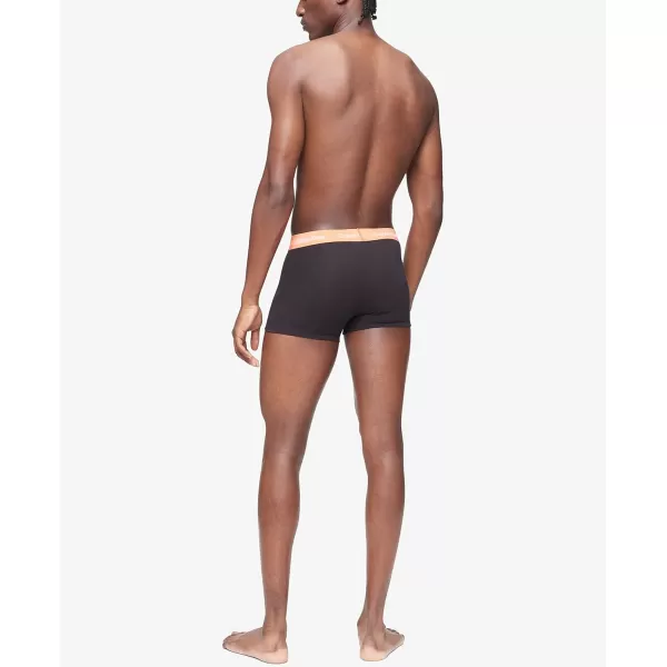 imageCalvin Klein Mens Cotton Stretch 3Pack Low Rise TrunksBlack Bodies W Work Blue  Ocean Hue  Turned Mango Wbs