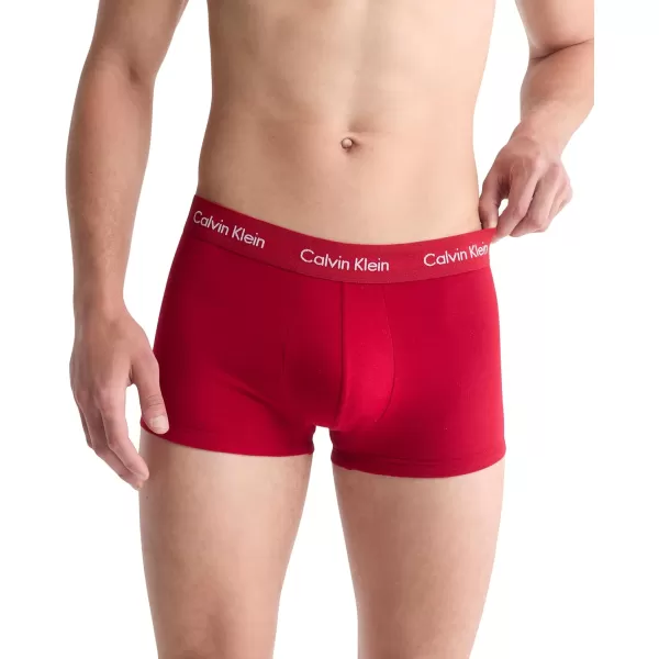 imageCalvin Klein Mens Cotton Stretch 3Pack Low Rise TrunksConvoy  Juneberry  Navy Stone