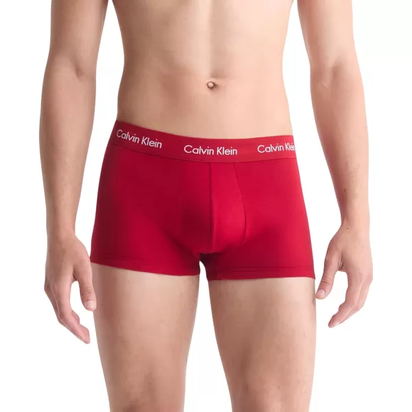 imageCalvin Klein Mens Cotton Stretch 3Pack Low Rise TrunksConvoy  Juneberry  Navy Stone