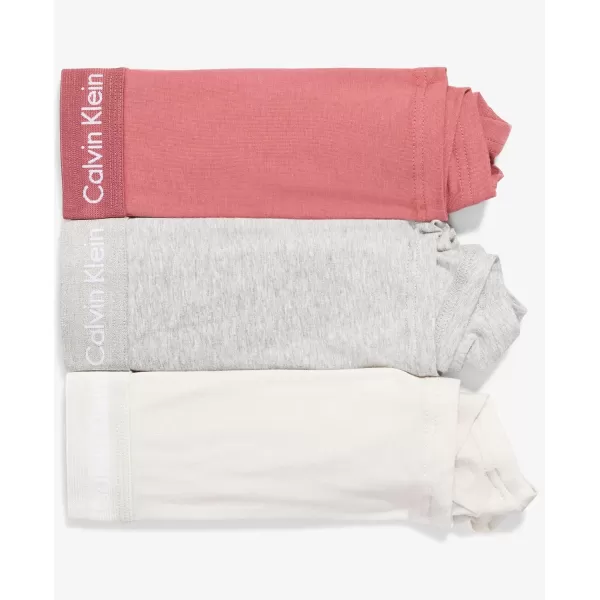 imageCalvin Klein Mens Cotton Stretch 3Pack Low Rise TrunksGrey Heather  Silver Birch  Raspberry Blush