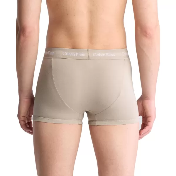 imageCalvin Klein Mens Cotton Stretch 3Pack Low Rise TrunksNew Navy  Vintage Khaki  Troposphere