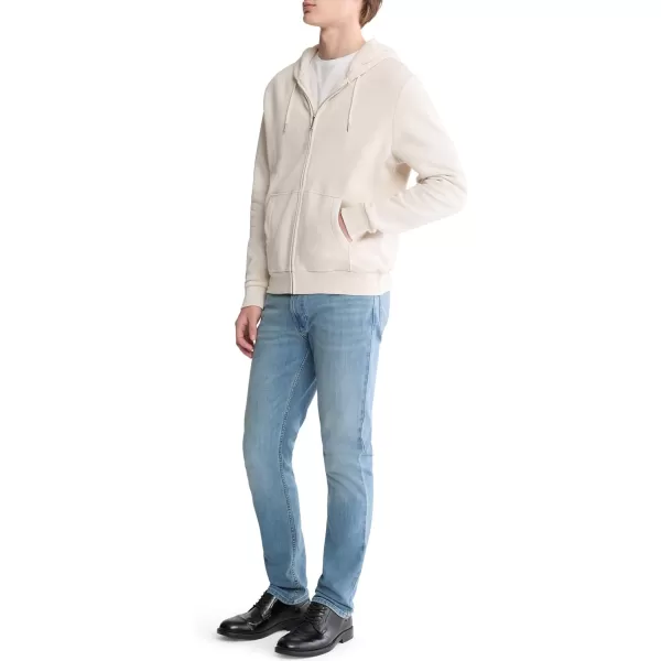 imageCalvin Klein Mens Relaxed Fit Archive Logo Fleece Full Zip HoodieChalk