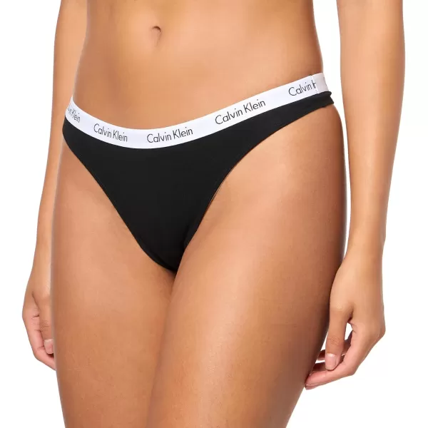 imageCalvin Klein Womens Carousel Logo Cotton Stretch Thong Panties 3 PackBlackGrey HeatherCheetah