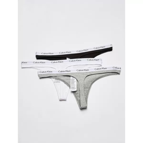 imageCalvin Klein Womens Carousel Logo Cotton Stretch Thong Panties 3 PackBlackWhiteGrey Heather