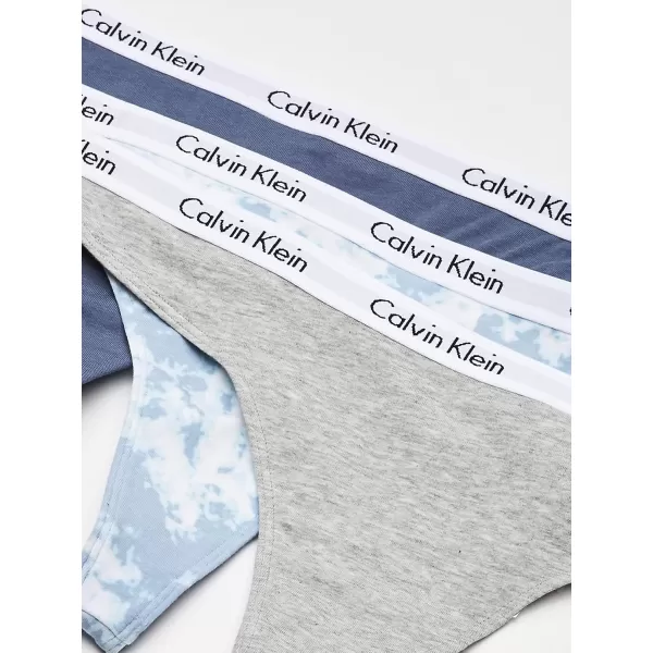 imageCalvin Klein Womens Carousel Logo Cotton Stretch Thong Panties 3 PackGry HtrScorched DnmMorongo Clouds Blue Fog