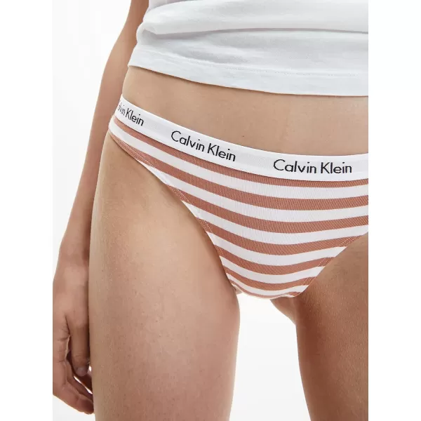 imageCalvin Klein Womens Carousel Logo Cotton Stretch Thong Panties 3 PackPalest BlueWhiteRainer Stripe Sandalwood