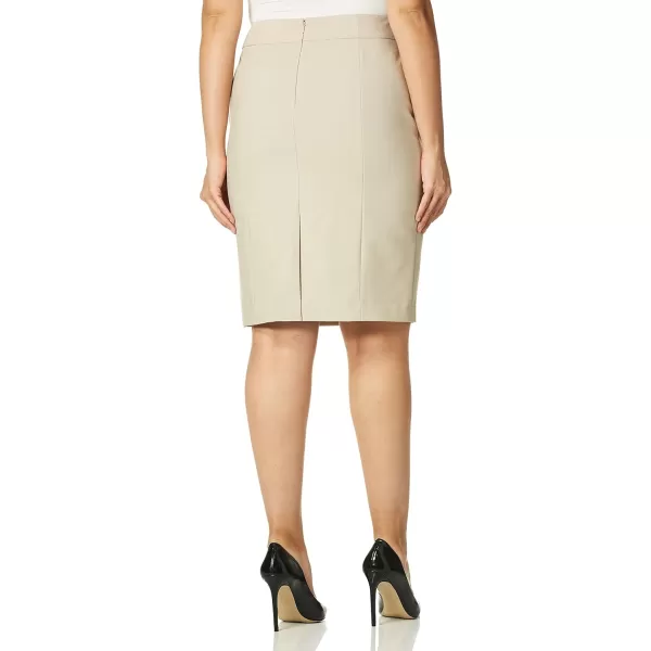 imageCalvin Klein Womens Classic Fit Straight Lux Suit Skirt Regular and Plus SizeKhaki