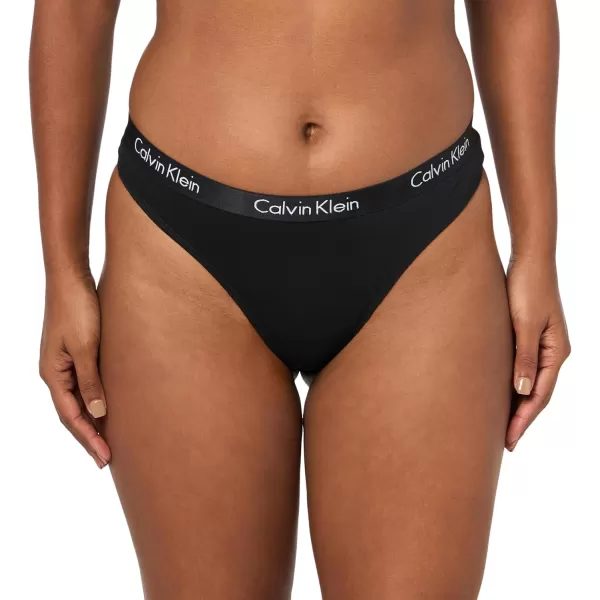 imageCalvin Klein Womens Motive Cotton Multipack Thong PantyBlack WWhite Logo  Classic White WWater Stone Logo  Grey Heather WWhite Stone Logo