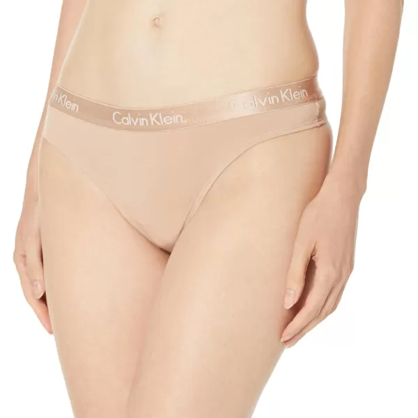 imageCalvin Klein Womens Motive Cotton Multipack Thong PantyBlackCedarMini Cheetah Oxford Tan