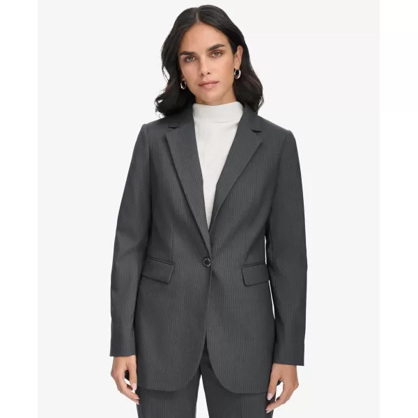 imageCalvin Klein Womens One Button Lux BlazerCharcoalCream