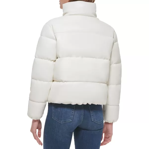 imageCalvin Klein Womens Short Fauxleather Puffer JacketFaux Leather Tofu