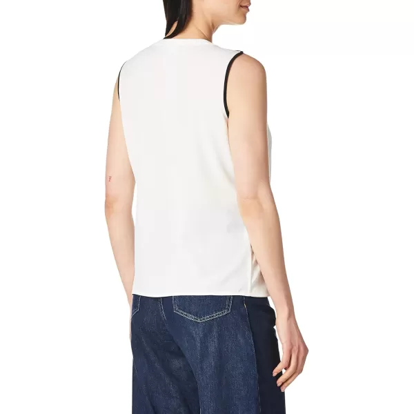 imageCalvin Klein Womens Sleeveless Splitneck TopWhiteBlack