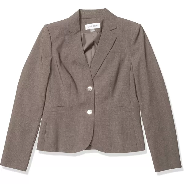 imageCalvin Klein Womens Two Button Lux Blazer Petite Standard ampamp PlusHeather Taupe