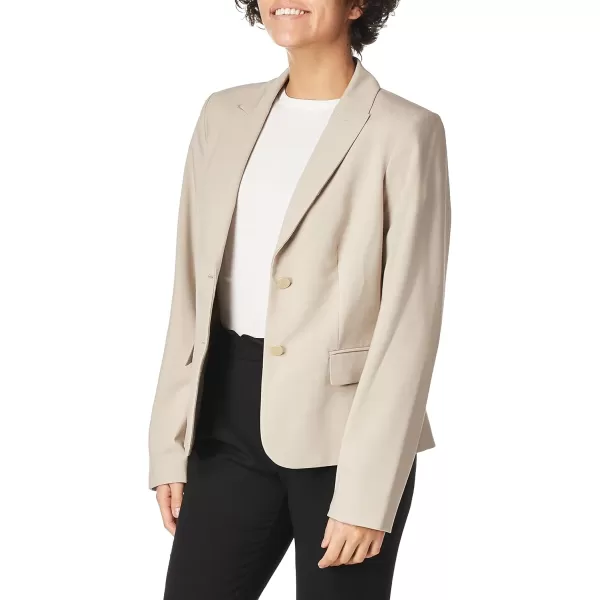 imageCalvin Klein Womens Two Button Lux Blazer Petite Standard ampamp PlusKhaki