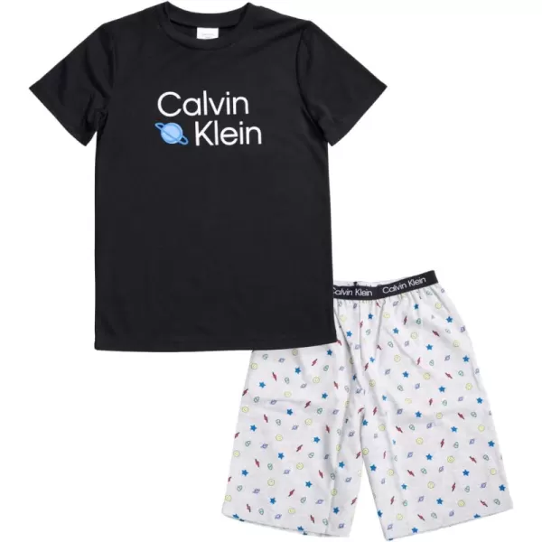 imageCalvin Klein Boys Two Piece Sleepwear Top and Bottom Pajama SetBlack  Icons