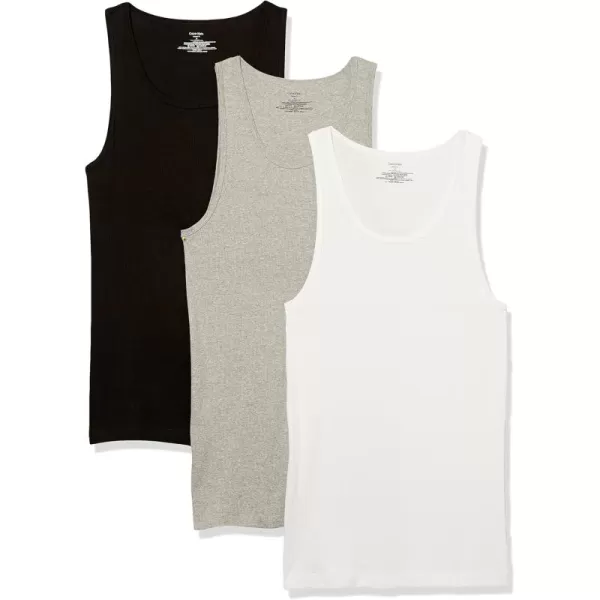 imageCalvin Klein Mens Cotton Classics 3Pack TanksBlack  White  Grey Heather