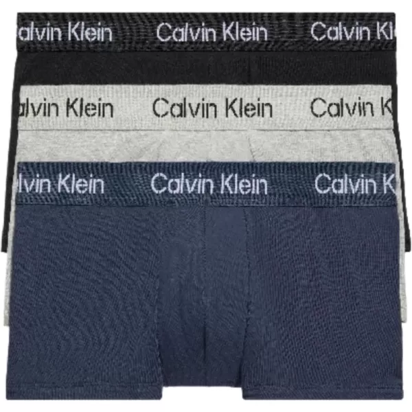 imageCalvin Klein Mens Cotton Stretch 3Pack Low Rise TrunksBlack  Speakeasy  Grey Heather