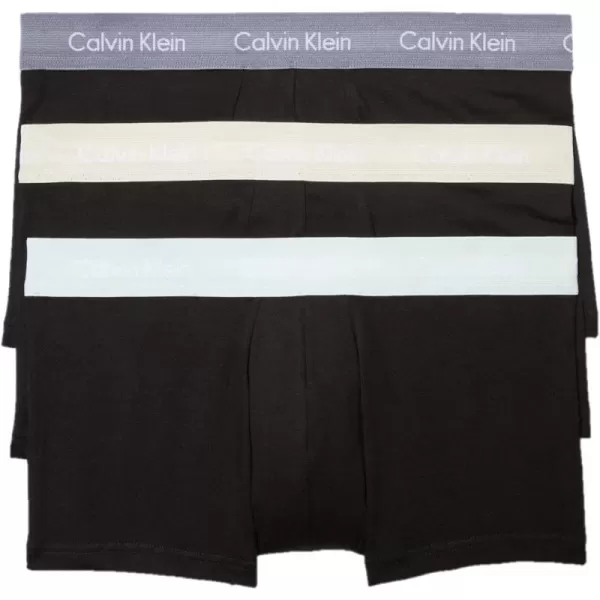 imageCalvin Klein Mens Cotton Stretch 3Pack Low Rise TrunksBlack Bodies W Dragon Fly  Mudstone  Asphalt Grey