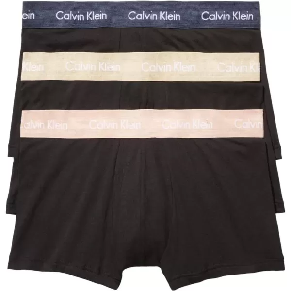 imageCalvin Klein Mens Cotton Stretch 3Pack Low Rise TrunksBlack Bodies W Shoreline  Clay  Travertine