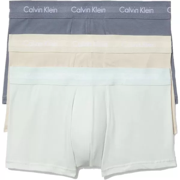 imageCalvin Klein Mens Cotton Stretch 3Pack Low Rise TrunksDragon Fly  Mudstone  Asphalt Grey