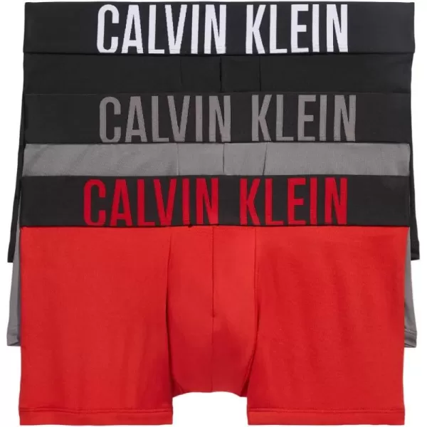 imageCalvin Klein Mens Intense Power Low Rise Trunk 3 PackBlack  Grey Sky  Pomeian Red