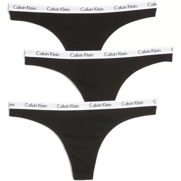 imageCalvin Klein Womens Carousel Logo Cotton Stretch Thong Panties 3 PackBlackBlackBlack