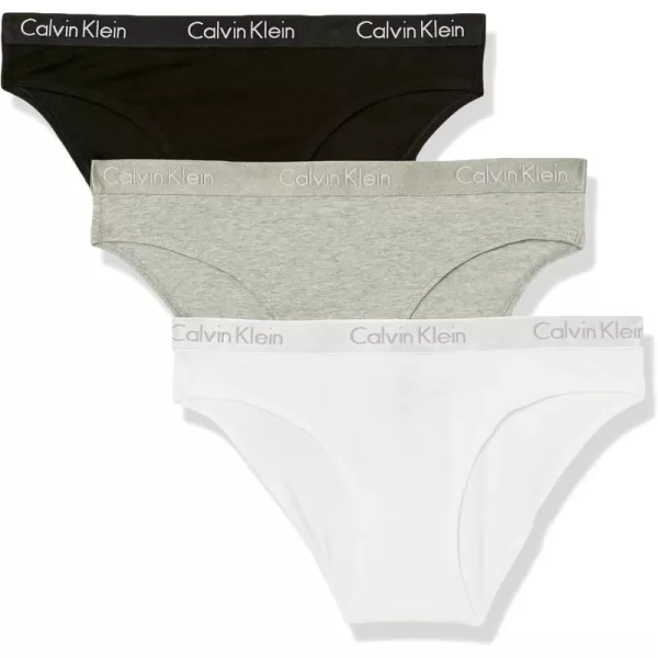 imageCalvin Klein Womens Motive Cotton Multipack Bikini PantyBlackClassic WhiteGrey Heather