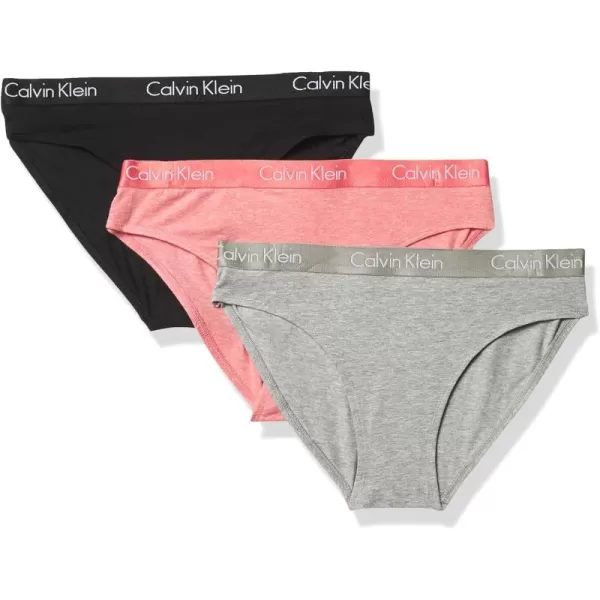 imageCalvin Klein Womens Motive Cotton Multipack Bikini PantyBlackGrey HeatherPomelo Heather