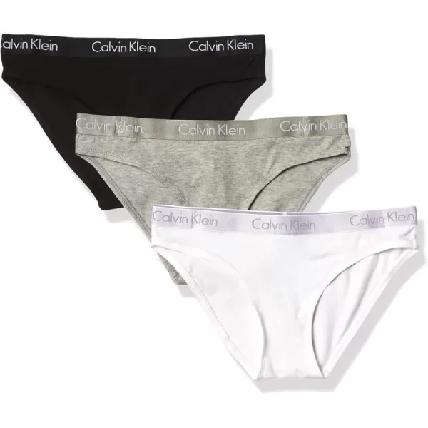 imageCalvin Klein Womens Motive Cotton Multipack Bikini PantyBlackWhiteGrey Heather