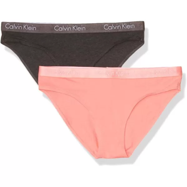 imageCalvin Klein Womens Motive Cotton Multipack Bikini PantyCharcoal HeatherStrawberry Pink