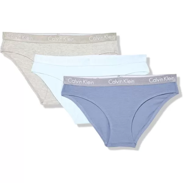 imageCalvin Klein Womens Motive Cotton Multipack Bikini PantyScorched DenimGrey HeatherOmphalodes