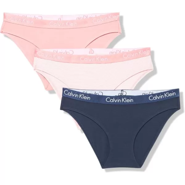 imageCalvin Klein Womens Motive Cotton Multipack Bikini PantyShorelineBlushFeeder Stripeblush