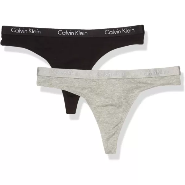 imageCalvin Klein Womens Motive Cotton Multipack Thong PantyBlackGray Heather