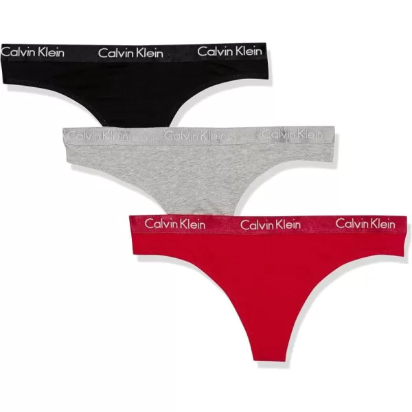 imageCalvin Klein Womens Motive Cotton Multipack Thong PantyBlackGrey HeatherObsess