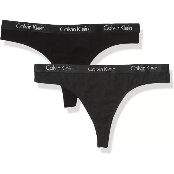 imageCalvin Klein Womens Motive Cotton Multipack Thong PantyCharcoal HeatherBlack