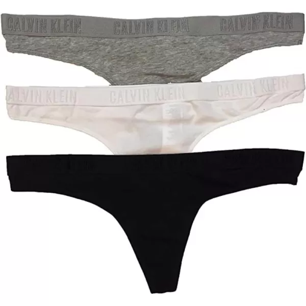 imageCalvin Klein Womens Motive Cotton Multipack Thong PantyGrey HeatherWhiteBlack