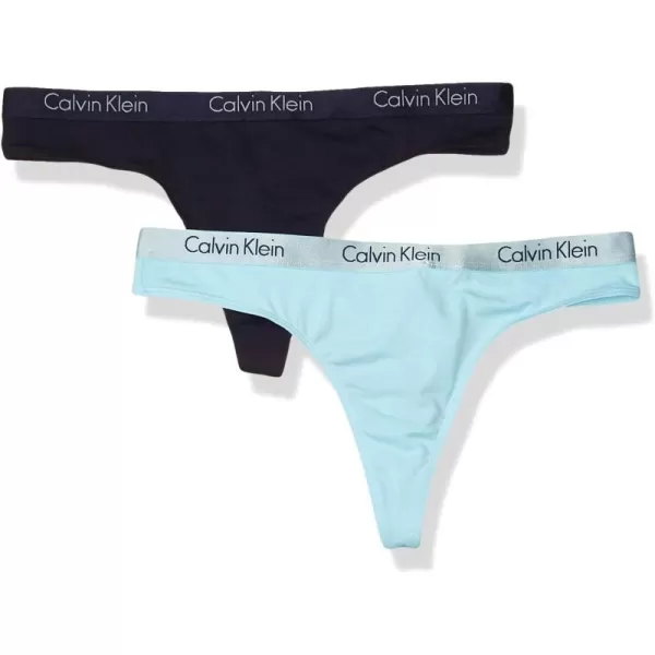 imageCalvin Klein Womens Motive Cotton Multipack Thong PantyNavy Multi