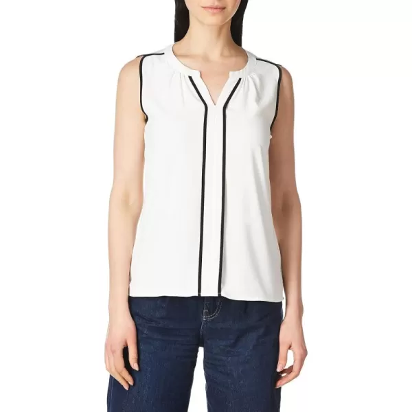 imageCalvin Klein Womens Sleeveless Splitneck TopWhiteBlack