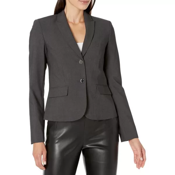 imageCalvin Klein Womens Two Button Lux Blazer Petite Standard ampamp PlusCharcoal