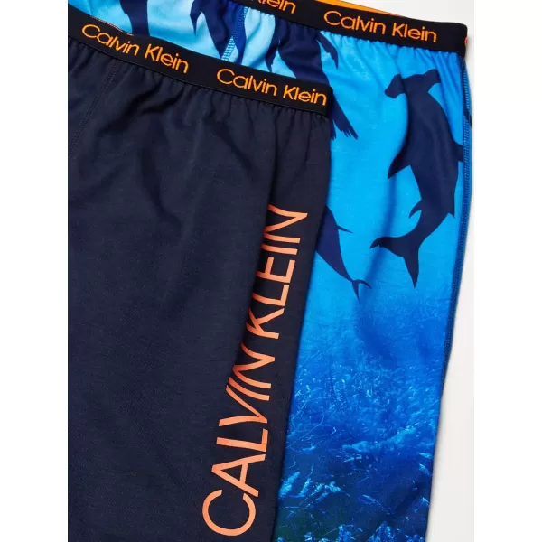 imageCalvin Klein Boys Lounge Pajama Shorts 2 PackSharksBlack