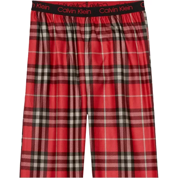 imageCalvin Klein Boys Super Soft Brushed Micro Pajama Sleep PantScotch Plaid Red