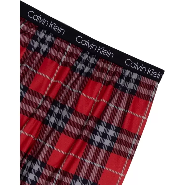 imageCalvin Klein Boys Super Soft Brushed Micro Pajama Sleep PantScotch Plaid Red