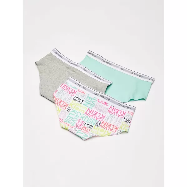 imageCalvin Klein Girls Modern Cotton Hipster Underwear Multipack3 Pack  Heather GreyTealSignature White