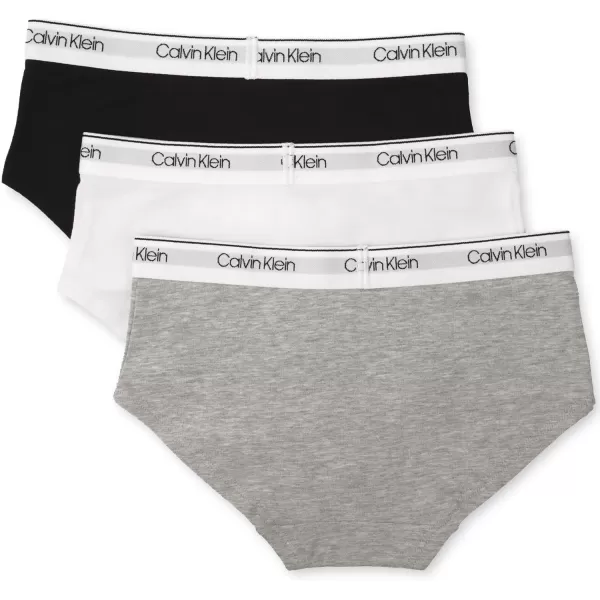 imageCalvin Klein Girls Modern Cotton Hipster Underwear MultipackHeather Grey  Classic White  Black  3 Pack